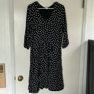 Garnet Hill black-and-white diamond motif three-quarter length sleeve dress